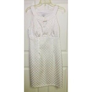 Dress Barn WHITE Sleeveless Dress PIQUE Size 8 Women's EUC Keyhole MIDI Dress